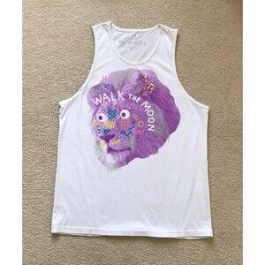 Womens Size L Concert T-Shirt - Walk The Moon - Sleeveless Tank - White w Lion